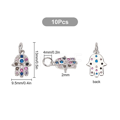 10Pcs Brass Micro Pave Cubic Zirconia Charms ZIRC-SC0001-17-1
