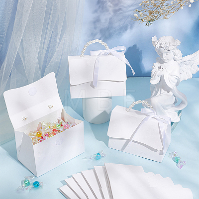 Wedding Paper Candy Gift Packaging Boxes with Polyester Ribbon and PVC Bead Chain CON-WH0089-68-1