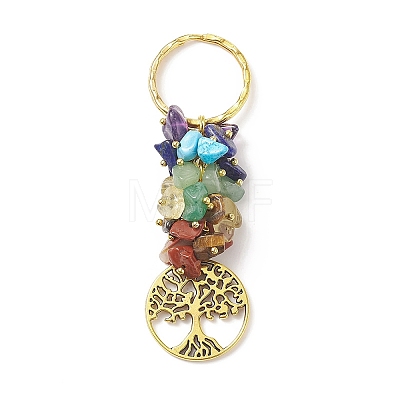 Chakra Natural Gemstone Chip Pendant Keychain KEYC-JKC00414-03-1