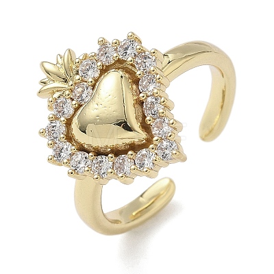 Brass Micro Pave Cubic Zirconia Cuff Rings RJEW-H236-24G-1