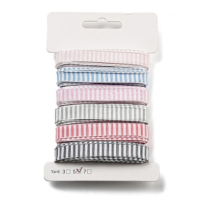 Polyester & Polycotton Striped Ribbons Sets SRIB-G010-01A-04-1