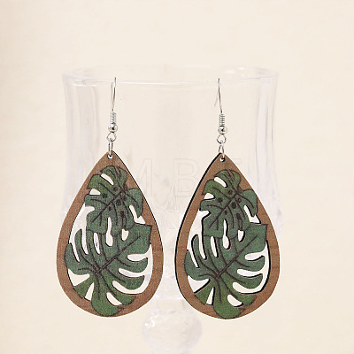 Wood Dangle Earrings for Women WG26A13-03-1