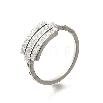 Textured Rectangle 304 Stainless Steel Finger Ring for Women RJEW-L126-05B-05P-1