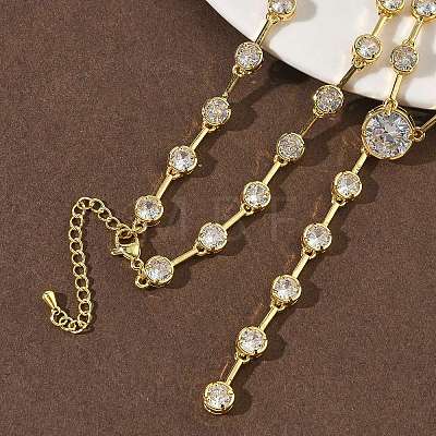 Brass Pave Clear Cubic Zirconia Y Necklaces NJEW-G183-06G-02-1