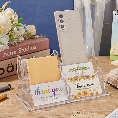 6-Slot Transparent Acrylic Business Name Card Display Stands ODIS-WH0030-64B-1