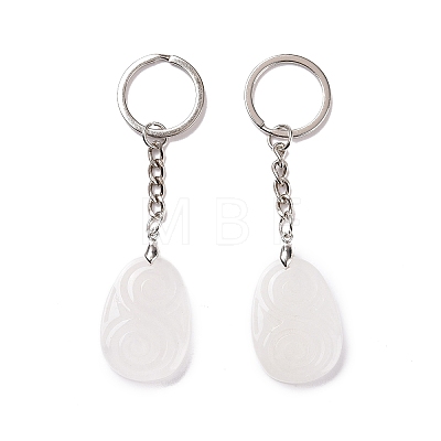 Natural Quartz Crystal Teardrop with Spiral Pendant Keychain KEYC-A031-02P-06-1