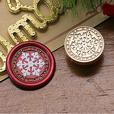 Christmas Series Wax Seal Brass Stamp Head AJEW-M037-01G-25-1