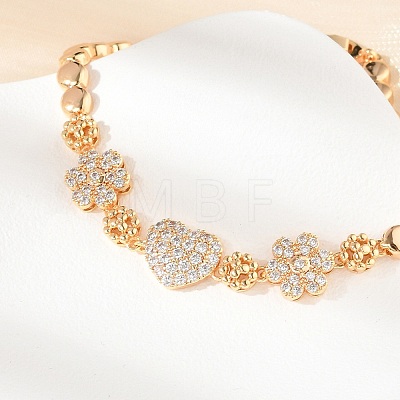 Brass Micro Pave Cubic Zirconia Chain Bracelets KK-R217-40G-1