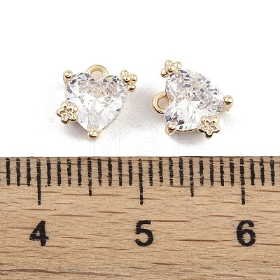 Brass Micro Pave Clear Cubic Zirconia Pendants X-KK-K351-45B-G-1