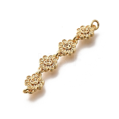 Brass 4 Flowers Links Connector Charms KK-K378-59G-1