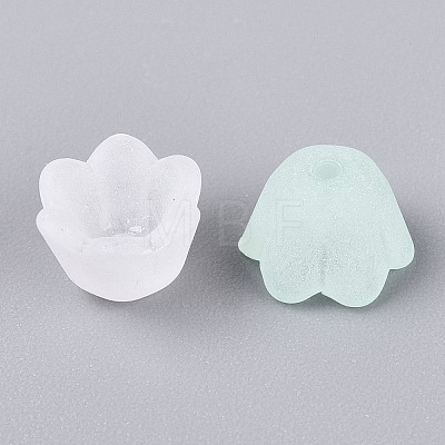 Frosted Transparent Acrylic Flower Bead Caps OACR-Q203-01-1