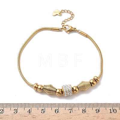 European Style Polymer Clay Rhinestones & 201 Stainless Steel Beaded Bracelets BJEW-G765-02G-1