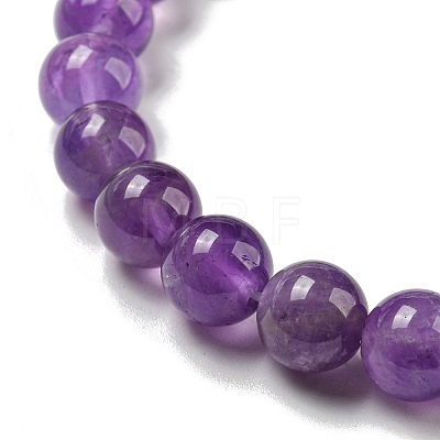 8.5mm Round Natural Amethyst Beaded Stretch Bracelets BJEW-C074-01M-1