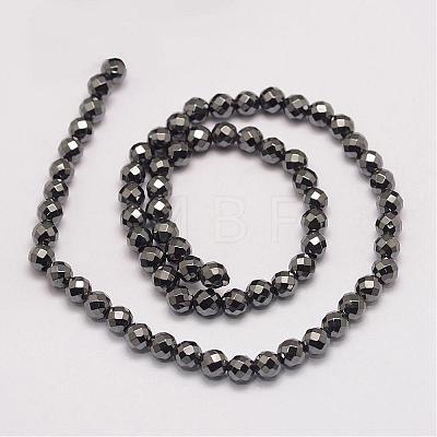 Grade AA Magnetic Synthetic Hematite Bead Strands G-P258-10-6mm-1