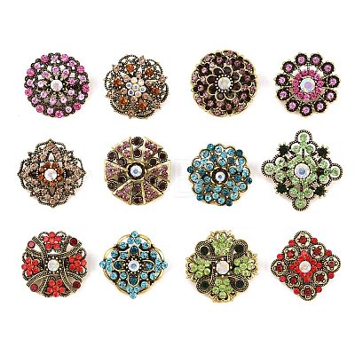 12Pcs Exquistie Rhinestone Brooch JEWB-G047-01AG-1