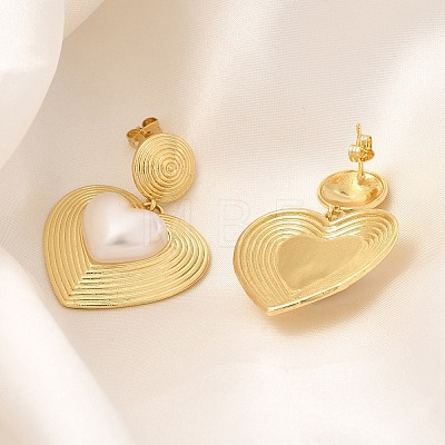 Rack Plating Heart Brass Dangle Stud Earrings EJEW-H143-16G-1