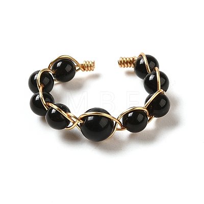 Adjustable Natural Obsidian with Brass Rings G-B075-01G-03-1