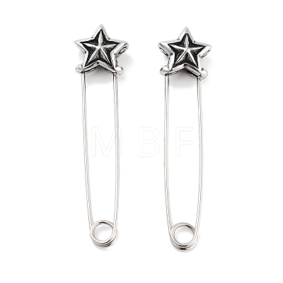 Star 316 Surgical Stainless Steel Safety Pin Hoop Earrings for Women EJEW-Z050-31A-AS-1