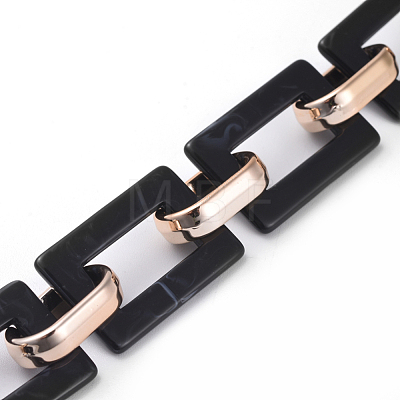 Imitation Gemstone Style Acrylic Handmade Rectangle Link Chains AJEW-JB00518-02-1