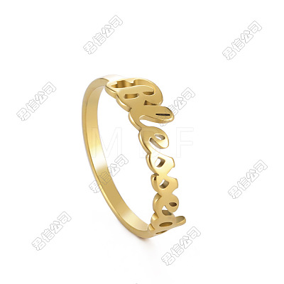 Word Blessed Stainless Steel Finger Rings for Women WG5CA7C-05-1