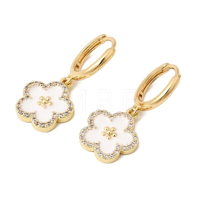 Brass Micro Pave Clear Cubic Zirconia Enamel Dangle Hoop Earrings EJEW-G471-07G-02-1