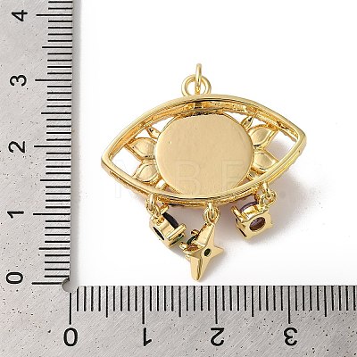 Evil Eye Rack Plating Brass Cubic Zirconia Pendants KK-G504-20G-1