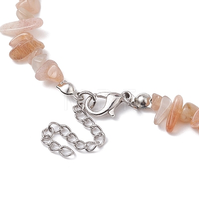 Natural Sunstone Chip Beaded Necklace NJEW-JN04615-05-1