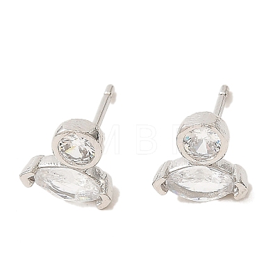 Platinum Brass Horse Eye Stud Earrings EJEW-L270-19P-02-1