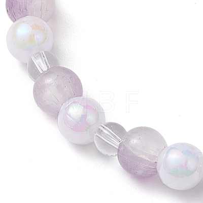 Tulip & Star & Round Two Tone Glass Imitation Jade Beaded Stretch Bracelets BJEW-JB10684-1