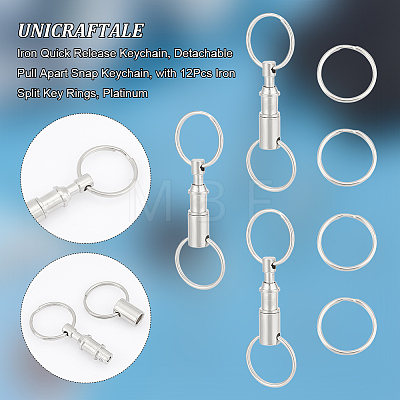 Unicraftale 6Pcs Iron Quick Release Keychain KEYC-UN0001-18-1