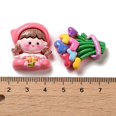 Flower Cute Girl Opaque Resin Decoden Cabochons CRES-P034-02-1