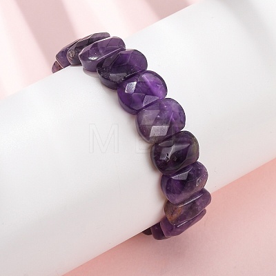 Natural Amethyst Beaded Stretch Bracelets for Unisex G-K303-01E-1