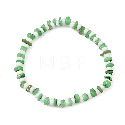 Dyed Natural Freshwater Shell & Glass Seed Beads Stretch Bracelets for Women BJEW-JB14129-1