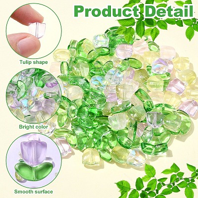 Spray Painted Transparent Glass Beads GLAA-YW0003-76-1