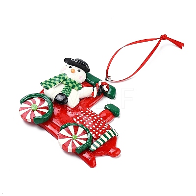 Christmas Car Handmade Polymer Clay Pendant Decorations HJEW-P017-03A-1