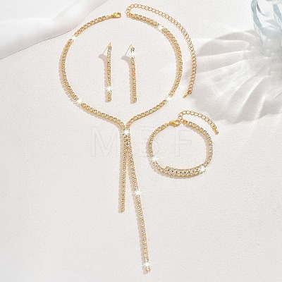 Alloy Rhinestone Tassels Chain Necklaces & Stud Earrings & Chain Bracelets Sets FS-WGCC11C-03-1