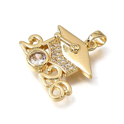 Brass Micro Pave Clear Cubic Zirconia Pendants KK-CBAA632-30G-1