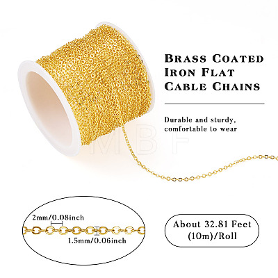 Brass Coated Iron Flat Cable Chains CH-TAC0007-01G-1