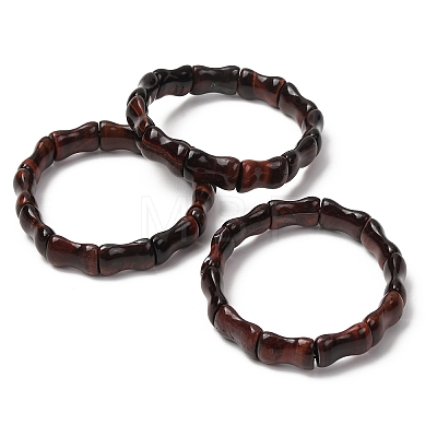 Bamboo Natural Tiger Eye Beads Stretch Bracelets for Women Men BJEW-K272-01N-1
