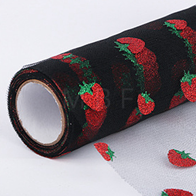 Shiny Strawberry Glitter Polyester Tulle Rolls DIY-WH0308-62B-1