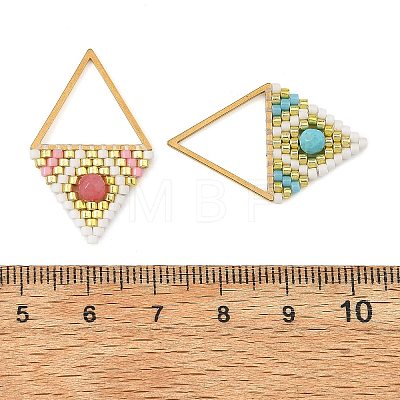 Natural Mixed Stone Faceted Round & Glass Seed Beaded Pendants PALLOY-MZ01405-1