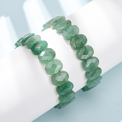 Natural Green Aventurine Faceted Beaded Stretch Bracelets for Women BJEW-K251-07E-1