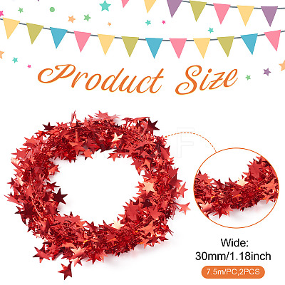 PVC Sparkly Star Metallic Garland with Iron Wire AJEW-TAC0034-08B-1