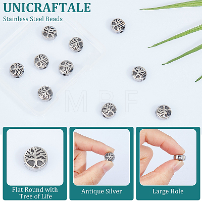 Unicraftale 10Pcs Retro 304 Stainless Steel Beads STAS-UN0055-58-1
