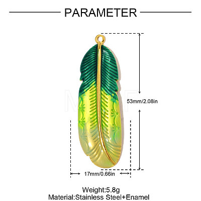 304 Stainless Steel Enamel Big Pendants STAS-OY005-14G-1