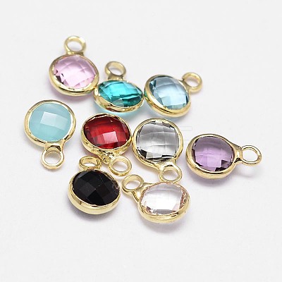 Glass Flat Round Charm KK-L091-M-1