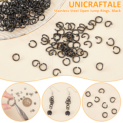 200Pcs 304 Stainless Steel Open Jump Rings STAS-UN0058-44C-1