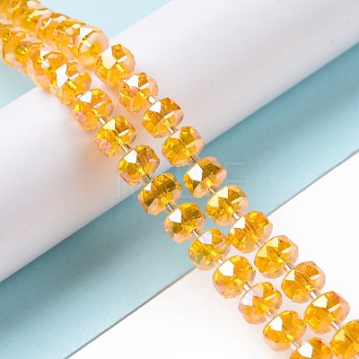 Electroplate Transparent Glass Beads Strands EGLA-H101-03C-1