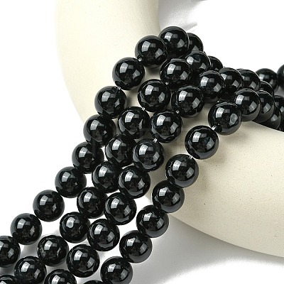 Natural Dyed & Heated Black Onyx Round Beads Strand X-G-L087-12mm-01-1