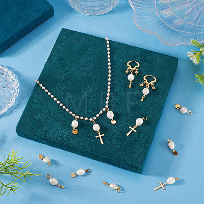 10Pcs 5 Styles Natural Freshwater Pearl & 304 Stainless Steel & 201 Stainless Steel Pendants PALLOY-TAC0267-1